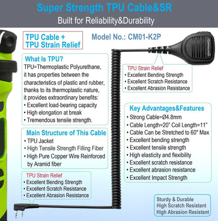 Speaker Mic for Baofeng & Kenwood Radios – Compatible with UV-5R, UV-82, BF-F8HP, BTECH, Retevis