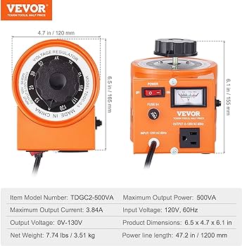 500VA Variac Auto Variable Voltage Transformer Analog Meter TDGC-0.5