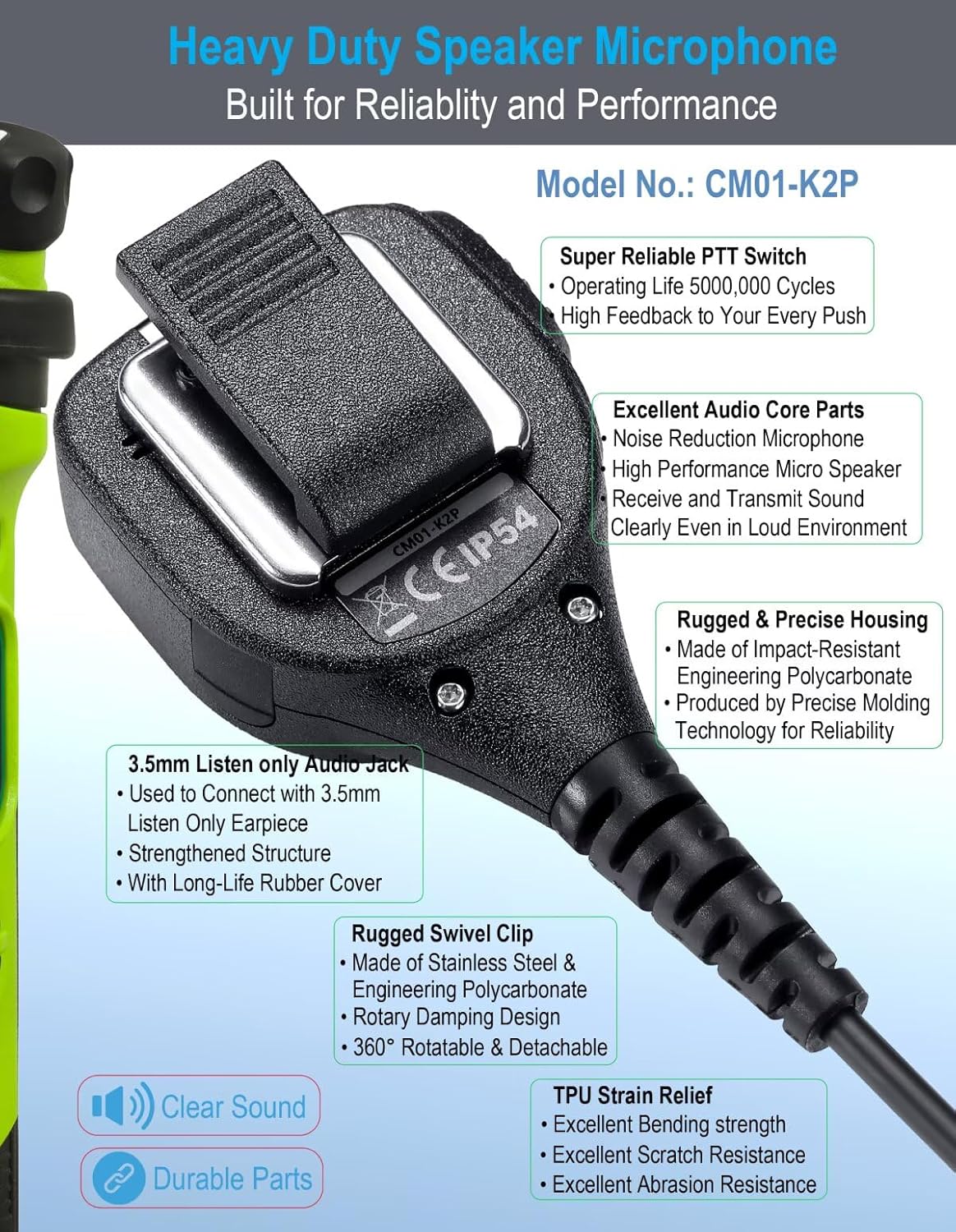 Speaker Mic for Baofeng & Kenwood Radios – Compatible with UV-5R, UV-82, BF-F8HP, BTECH, Retevis