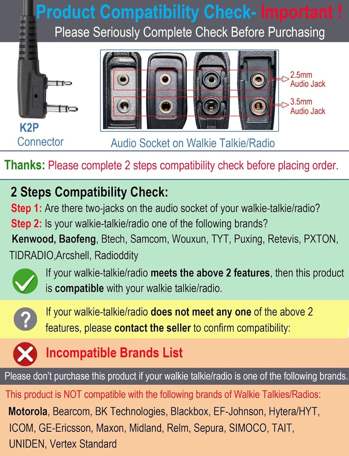 Speaker Mic for Baofeng & Kenwood Radios – Compatible with UV-5R, UV-82, BF-F8HP, BTECH, Retevis