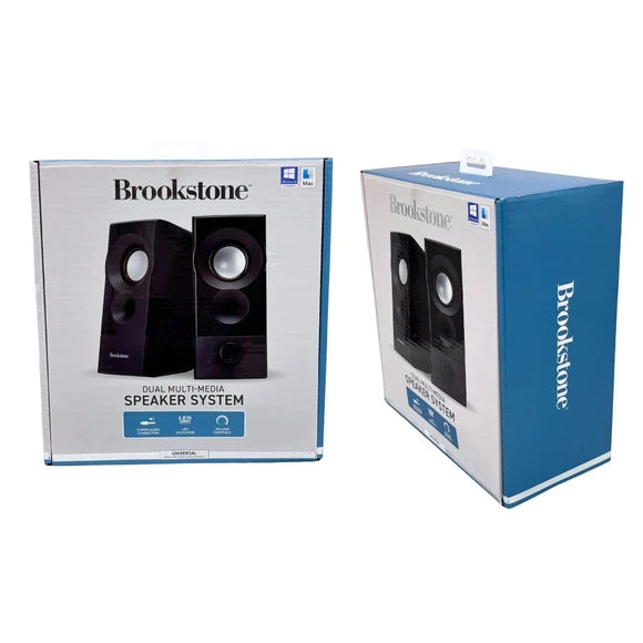 Brookstone Dual PC Speakers with Adjustable Volume in Black