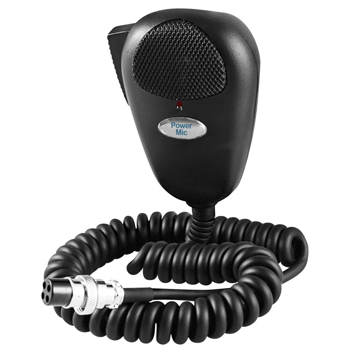 4-Pin Power Microphone – Amplified CB Audio with LED & Coiled Cord