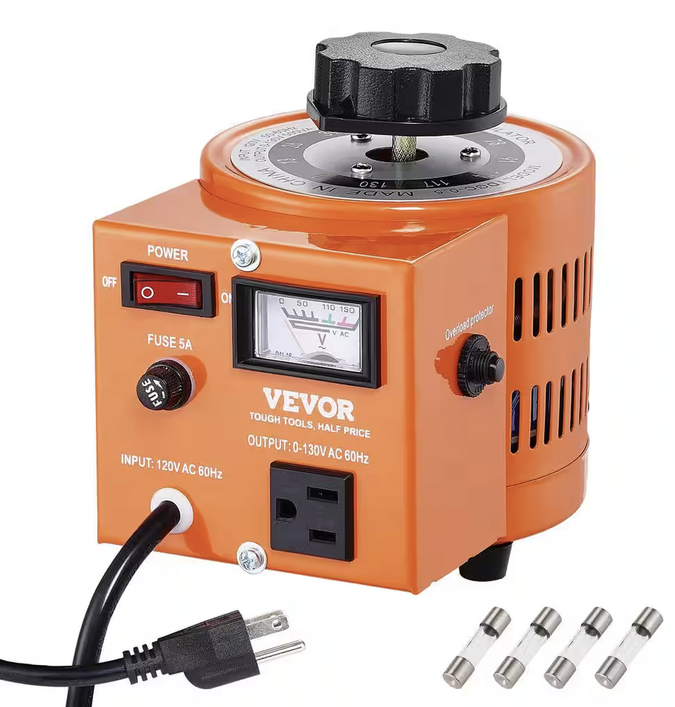 500VA Variac Auto Variable Voltage Transformer Analog Meter TDGC-0.5