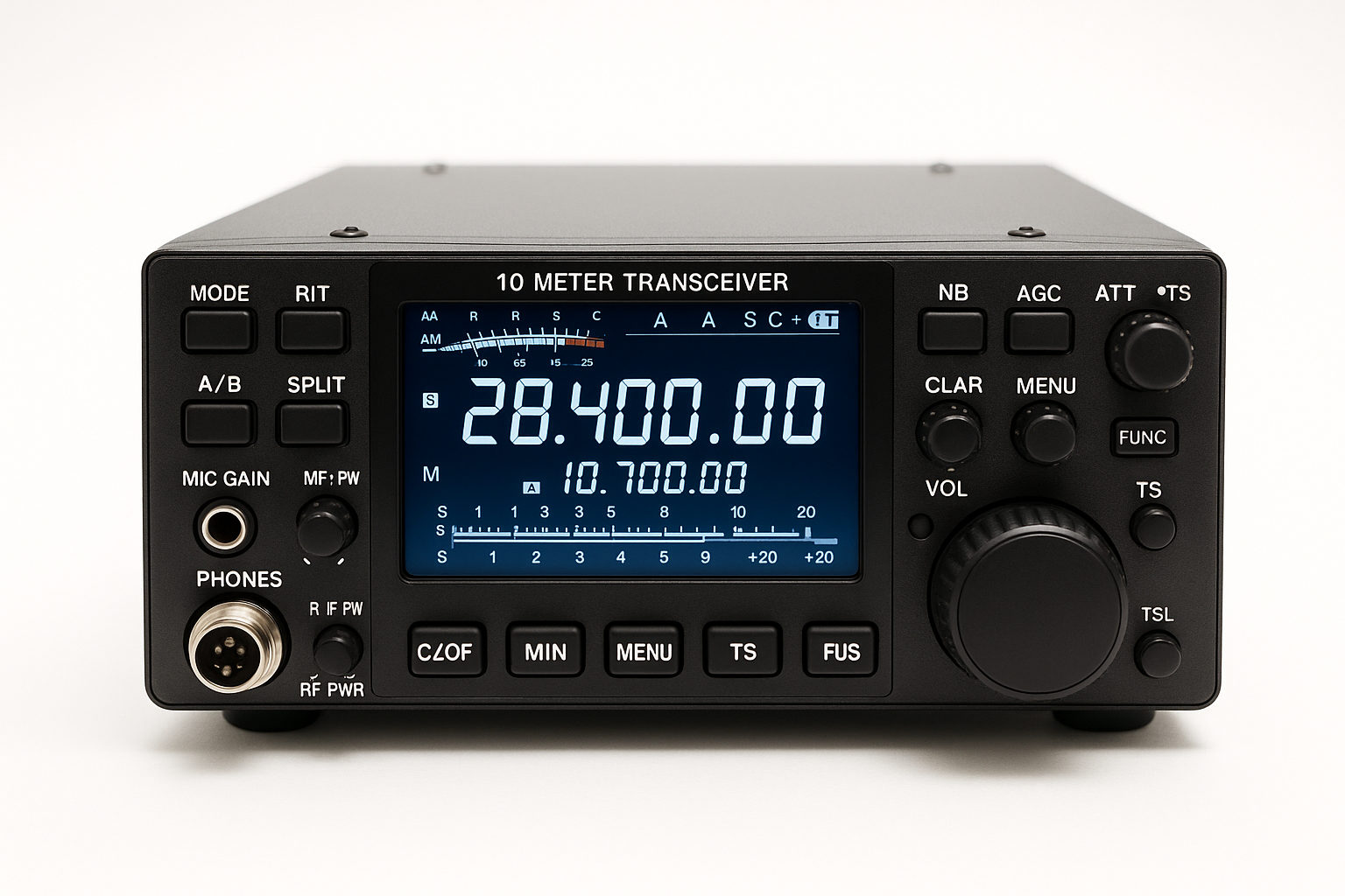 10 meter radio with white background 
