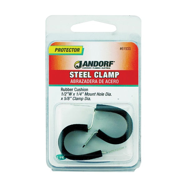 Jandorf steel rubber cushion clamp,part#61533 1/2"W,x1/4" mount hole dia.x5/8" clamp dia.
