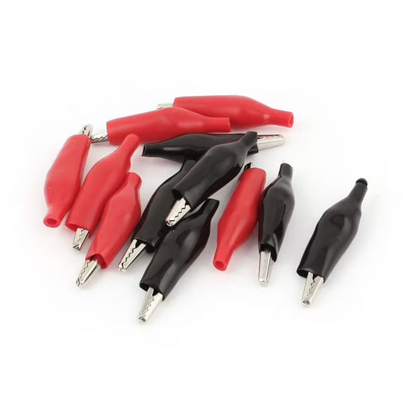 Fully Insulated Mini Alligator Clips Red+ Black 12pk