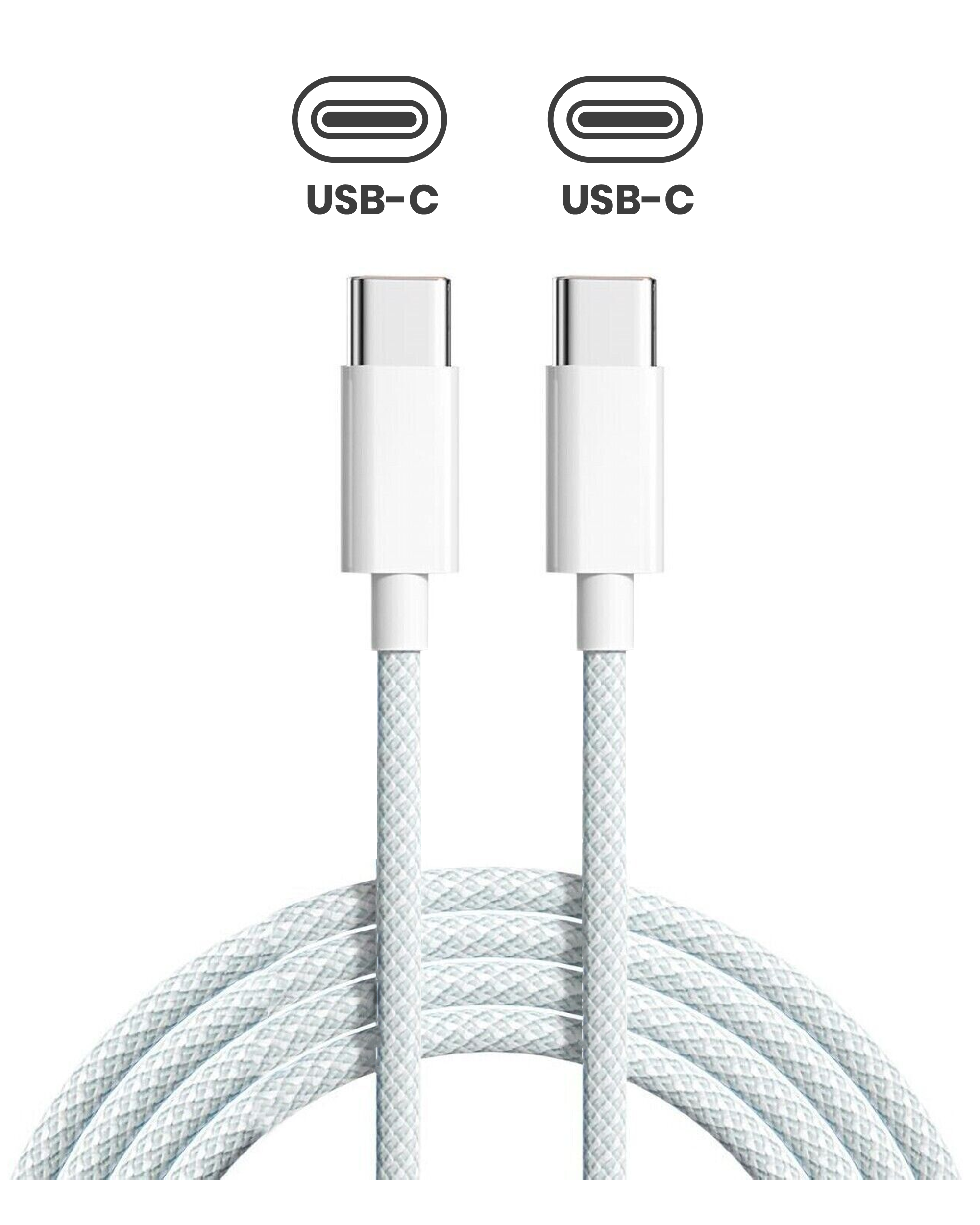 USB-C to C Braided Cable (3ft) For IPhone / IPad (OEM Grade New)