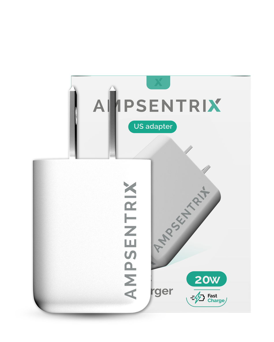 2 Plug - 20W USB Type C And USB Type A Wall Power Adapter (AmpSentrix)