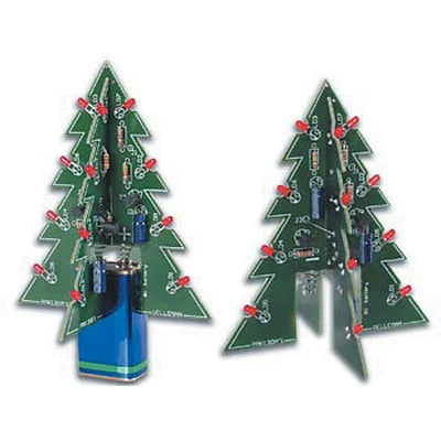 3D LED Christmas Tree Kit – Red Flashing LEDs w/ Green & Yellow Swaps