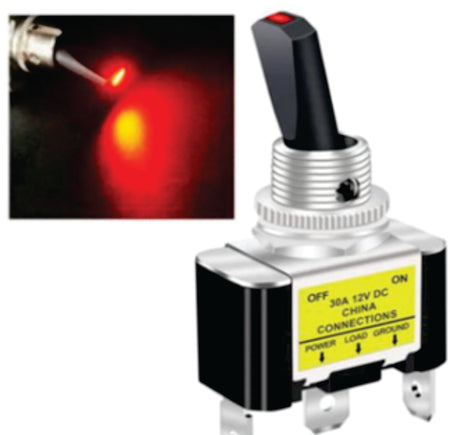 RadioShack 275-0024 Illuminated Mini Toggle Switch SPDT – Red On/Off/On (1 Per Pack)