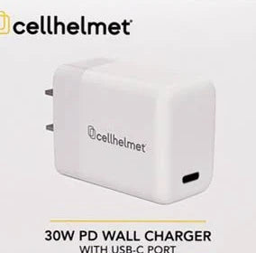 30-Watt Power Delivery Wall Charger, White, with USB-C Port, cellhelmet