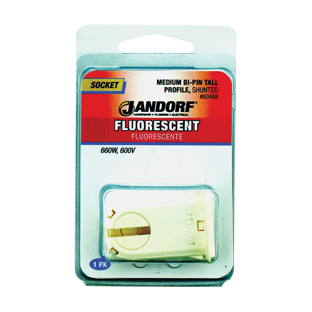 JANDORF Socket Fluorescent Med Base Bi Pin Tall Profile 60488