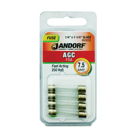 Jandorf Fast Acting 250 Volt 7.5 Amp Fuse #60635