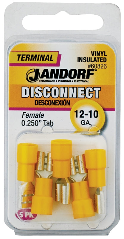 Disconnect Terminal, 12 to 10 AWG Wire, Vinyl Insulation, Copper Contact #60826