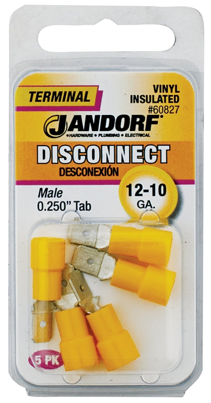 Disconnect Terminal, 12 to 10 AWG Wire, Vinyl Insulation, Copper Contact, Yellow #60827
