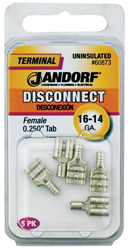 Disconnect Terminal, 16 to 14 AWG Wire, Tin, 5/PK #60873
