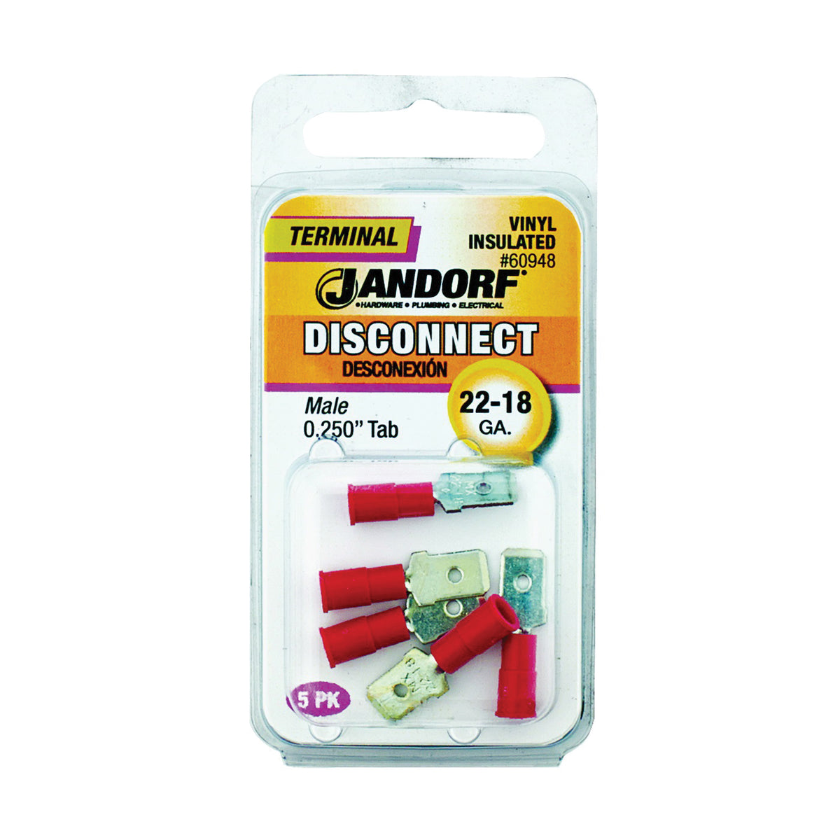 JANDORF TERMINAL DISCONNECTM 22-18 VINYL INSU. .25 TAB 60948