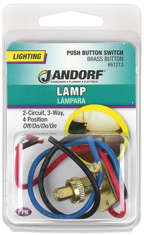 Jandorf Switch, 125/250 VAC, 3 A, 1 Pole, Switch Functions: Off/L-1/L-2/L1-2, Lead Wire Terminal, Brass #61213