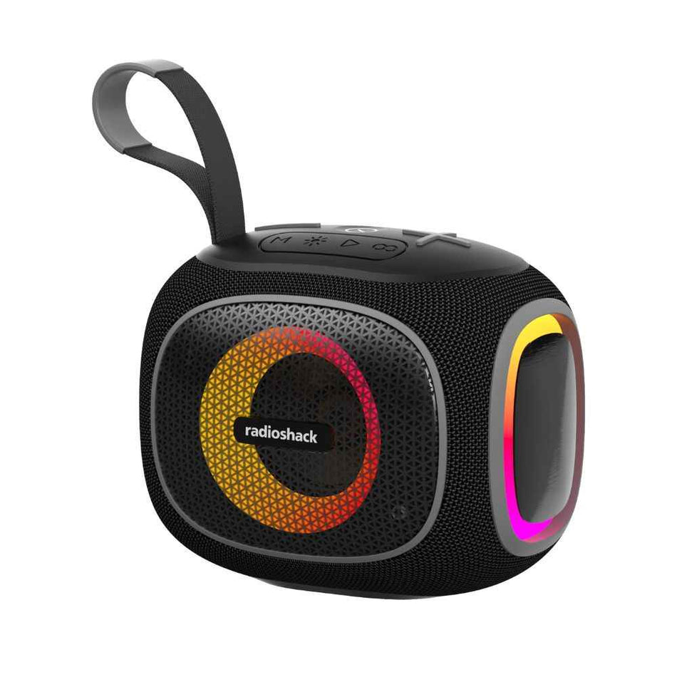 RadioShack Bluetooth Mini Speaker 10W, FM Radio, USB/AUX, IPX5 Water Resistant, RGB Lights,