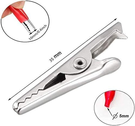 Alligator Clips with Insulated Boots – Medium Test Lead Clamps (4-Pack: 2 Red, 2 Black)