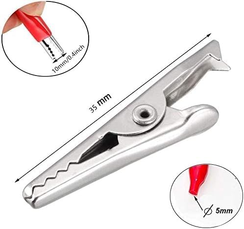 Alligator Clips with Insulated Boots – Medium Test Lead Clamps (4-Pack: 2 Red, 2 Black)