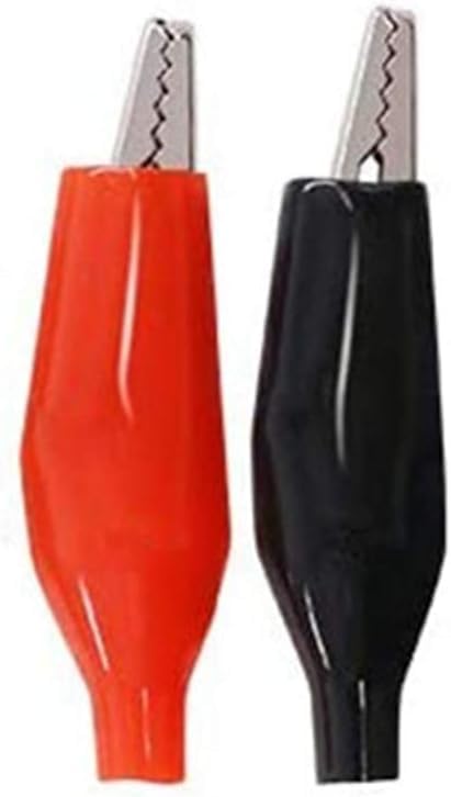 Alligator Clips with Insulated Boots – Medium Test Lead Clamps (4-Pack: 2 Red, 2 Black)