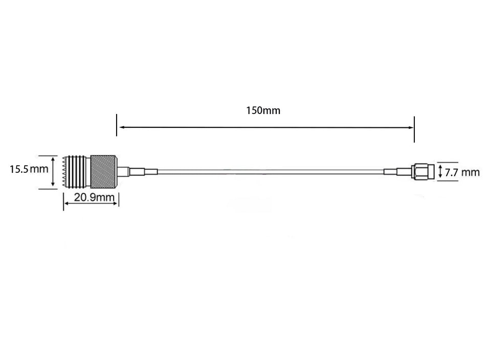 HT Electronics Handheld Antenna Cable SMA Male to UHF SO-239 Female Connectors 6''
