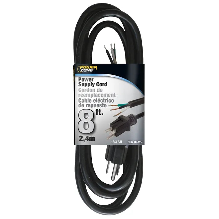PowerZone® OR010608 8-Foot Power Cord, 13A 125V – Black