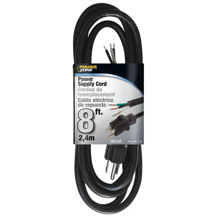 PowerZone® OR010608 8-Foot Power Cord, 13A 125V – Black