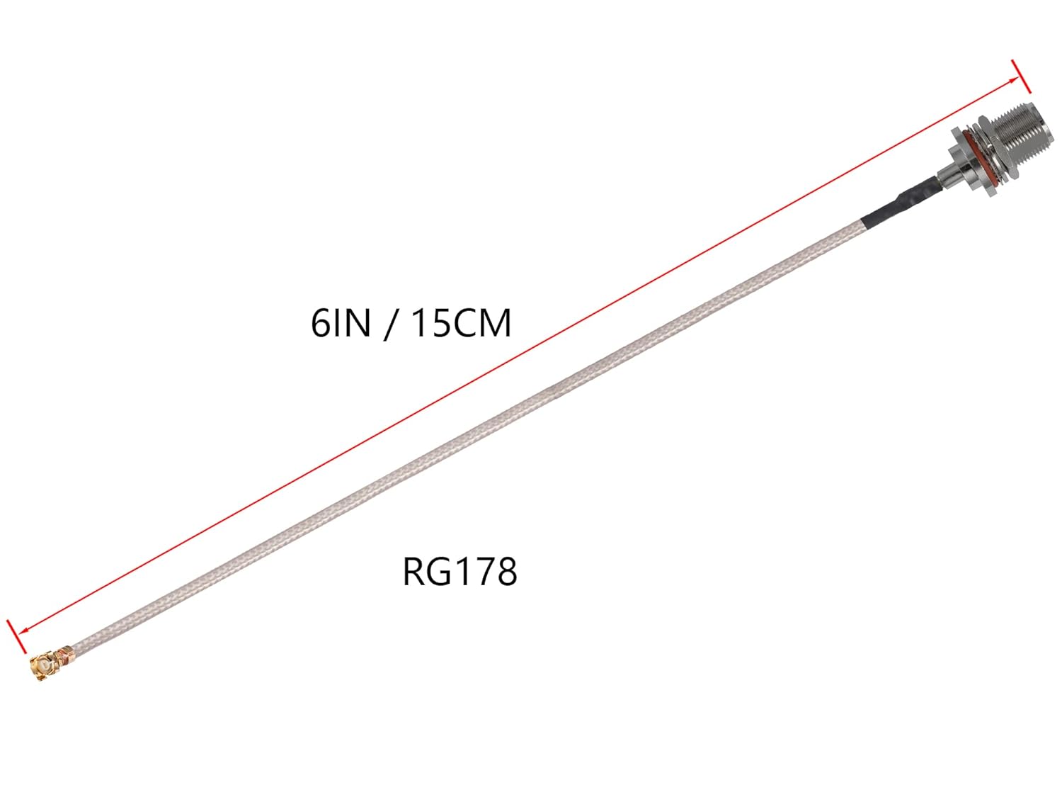IPEX to N Type Female Coaxial Cable, 6" – 2-Pack