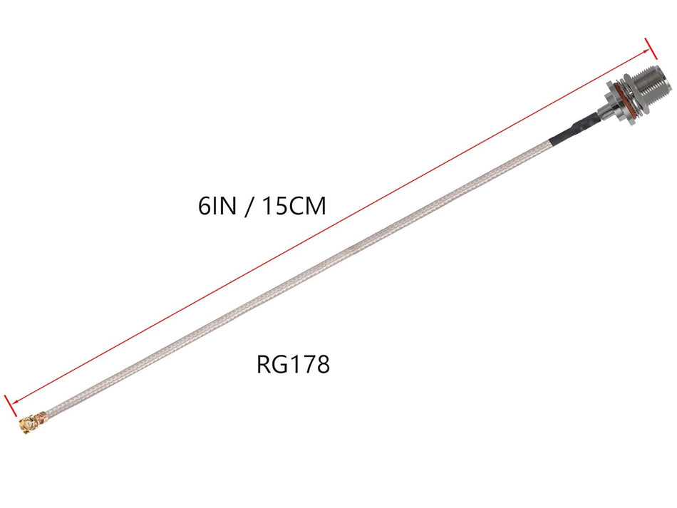 IPEX to N Type Female Coaxial Cable, 6" – 2-Pack