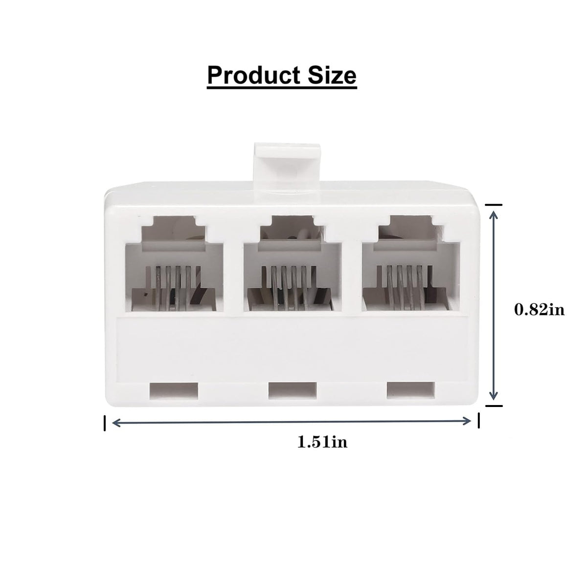 3 Way Telephone Splitter Wall Jack Adapter, White, 1 Male to 3 Converter Cable RJ11 6P4C Telephone Adapter