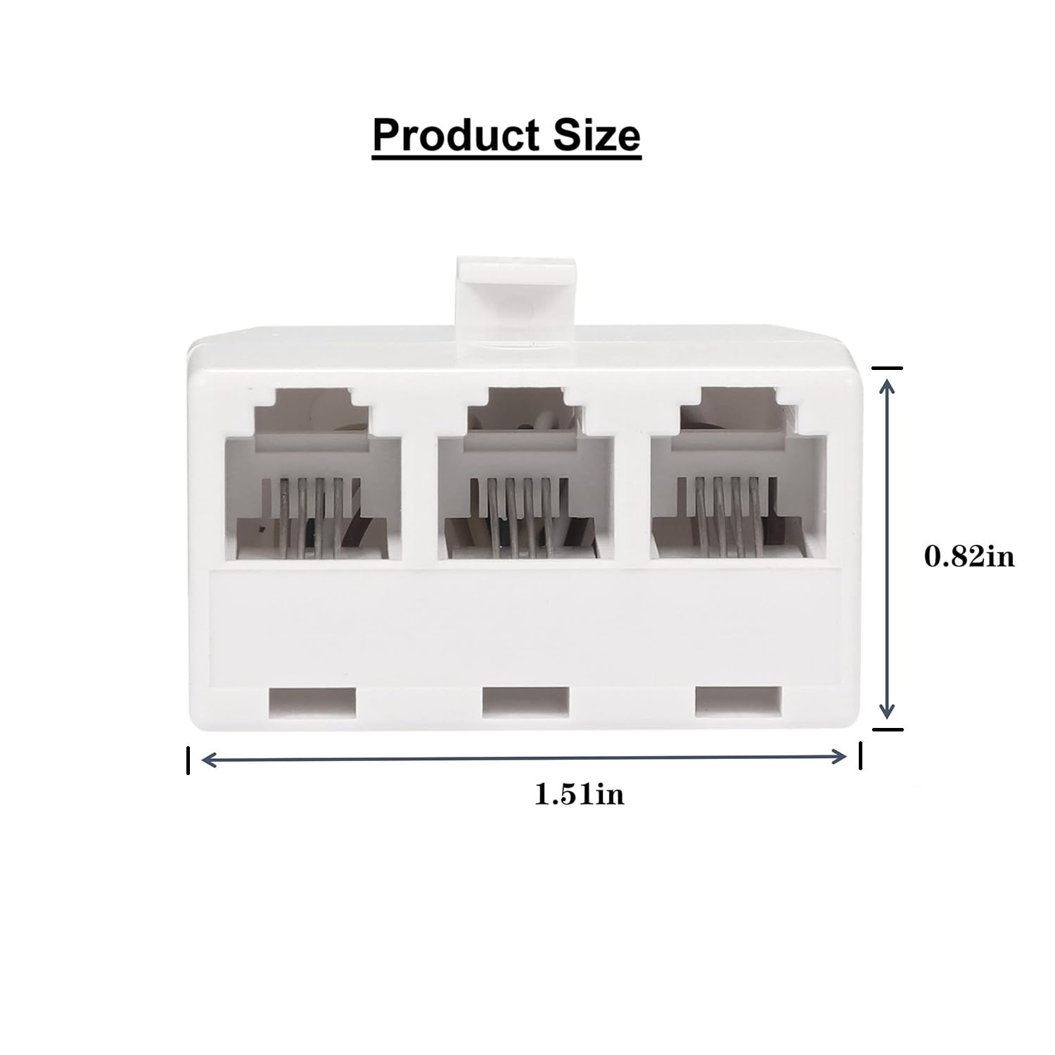 3 Way Telephone Splitter Wall Jack Adapter, White, 1 Male to 3 Converter Cable RJ11 6P4C Telephone Adapter