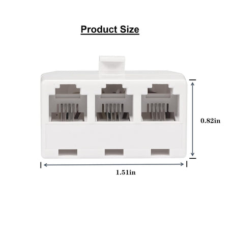 3 Way Telephone Splitter Wall Jack Adapter, White, 1 Male to 3 Converter Cable RJ11 6P4C Telephone Adapter