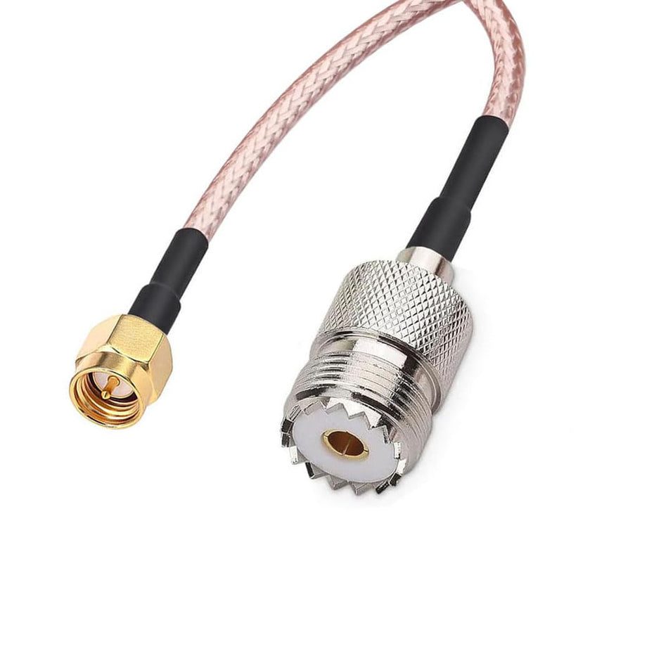 HT Electronics Handheld Antenna Cable SMA Male to UHF SO-239 Female Connectors 6''