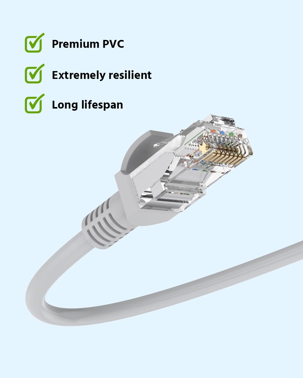 RJ45 LAN Ethernet Cable for PoE IP Cameras, NVR Systems, Modems, PCs & Gaming Consoles | Indoor/Outdoor Use