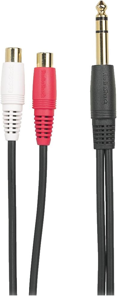 Radio Shack® 4202546 9-Inch Shielded Y-Adapter Audio Cable – 1/4" Stereo Male to Dual RCA Female