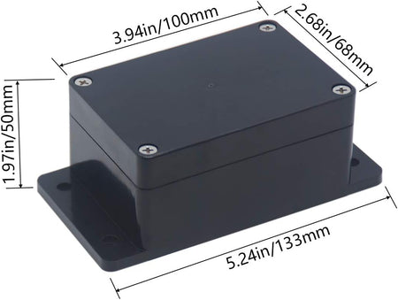 IP65 Waterproof ABS Project Box – 3.94" x 2.68" x 1.97" (100x68x50mm) with Mounting Ears