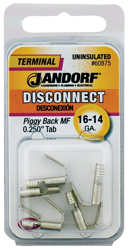 Disconnect Terminal, 16 to 14 AWG Wire, Tin, Copper, 5/PK #60875