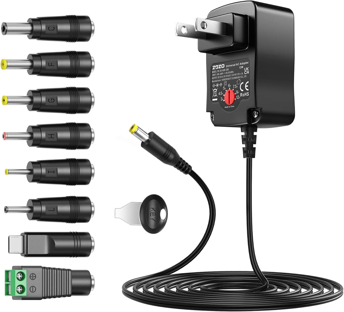 ZOZO Universal AC/DC Adapter 3V-12V 12Watt