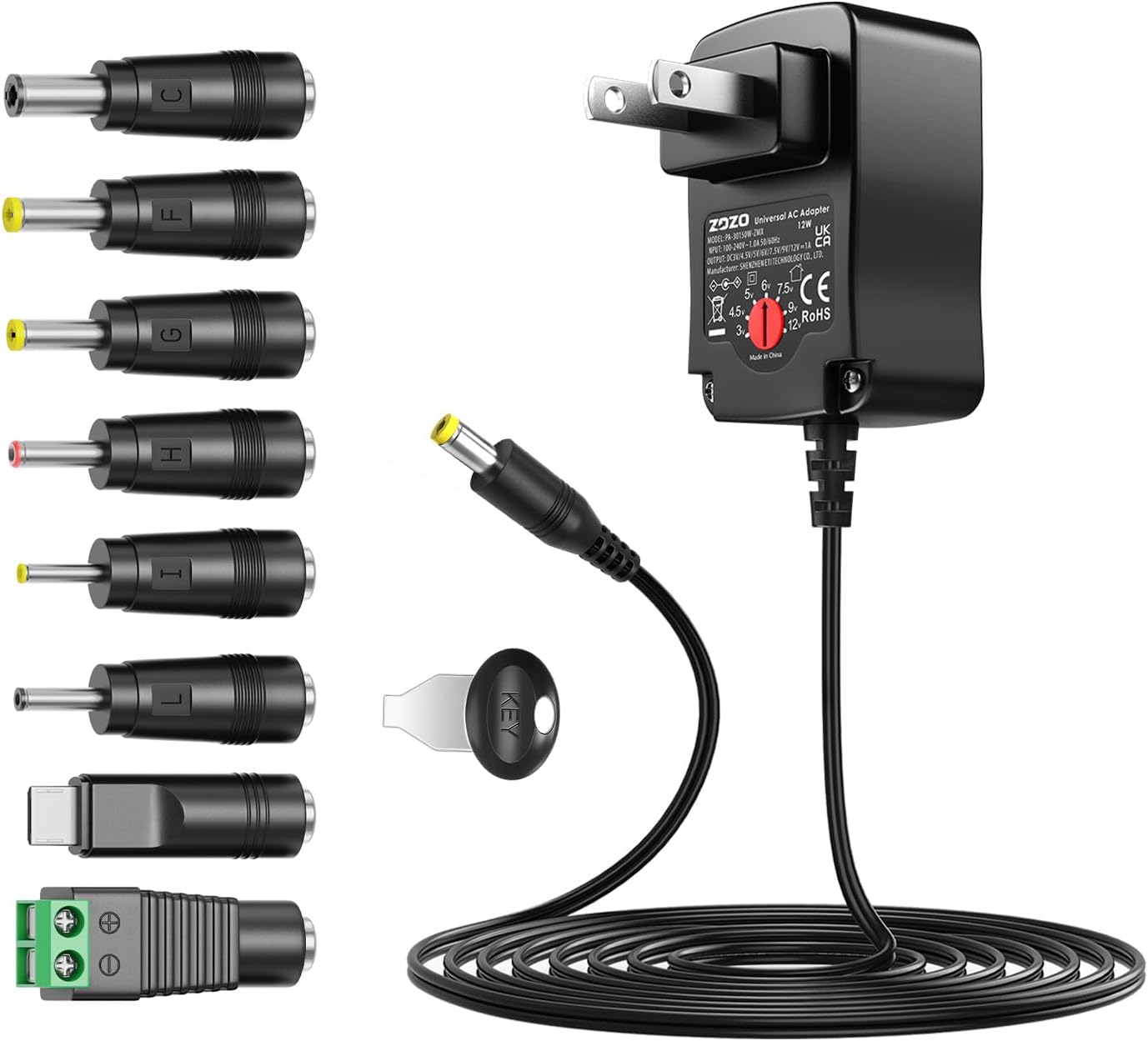 ZOZO Universal AC/DC Adapter 3V-12V 12Watt