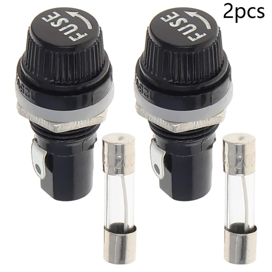 2-20 Amp Fuse Holder-Panel Mt Glass Cyl 1 pack