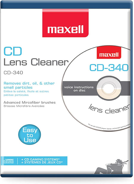 Maxell CD-340 Laser Lens Cleaner – CD/DVD/Game Disc Cleaning Kit