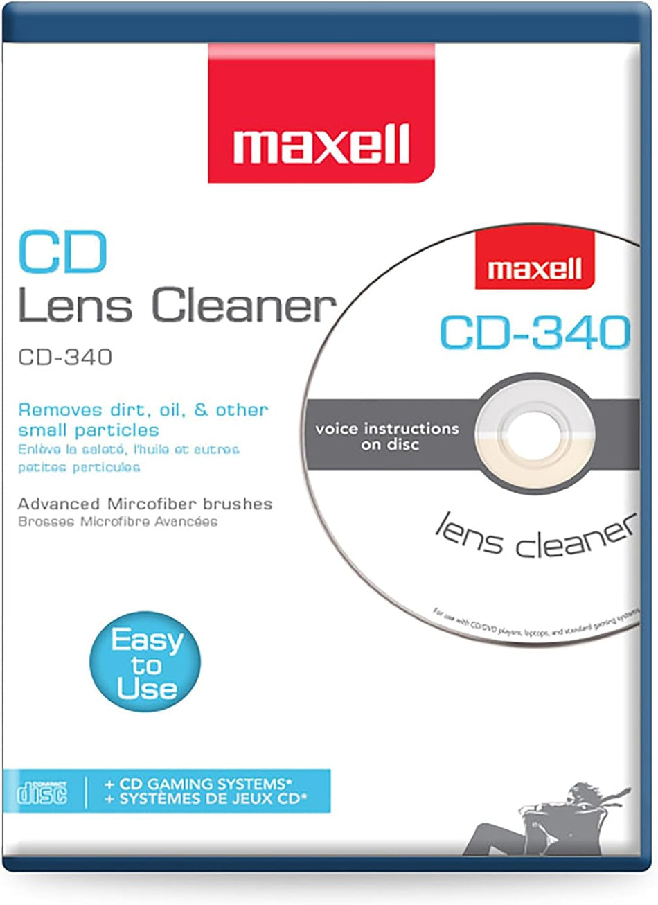 Maxell CD-340 Laser Lens Cleaner – CD/DVD/Game Disc Cleaning Kit