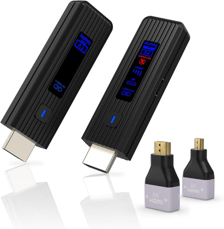 Wireless HDMI Transmitter & Receiver Kit – 360FT/110M HDMI Extender, 4K Decode, 1080P@60Hz Output, LED Display, 2.4G/5.8G Plug & Play Streaming for Laptop, PC, TV Box, Monitor & Projector