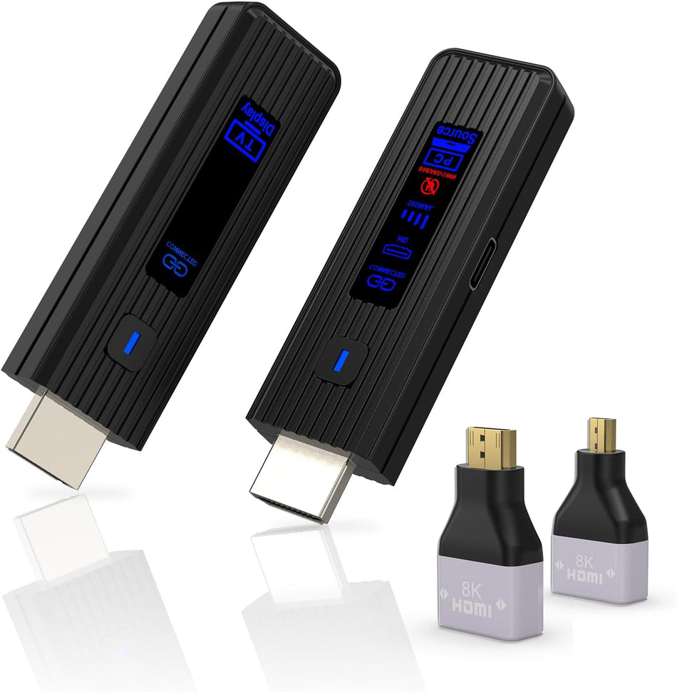 Wireless HDMI Transmitter & Receiver Kit – 360FT/110M HDMI Extender, 4K Decode, 1080P@60Hz Output, LED Display, 2.4G/5.8G Plug & Play Streaming for Laptop, PC, TV Box, Monitor & Projector