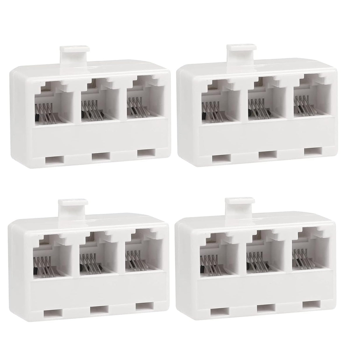3 Way Telephone Splitter Wall Jack Adapter, White, 1 Male to 3 Converter Cable RJ11 6P4C Telephone Adapter