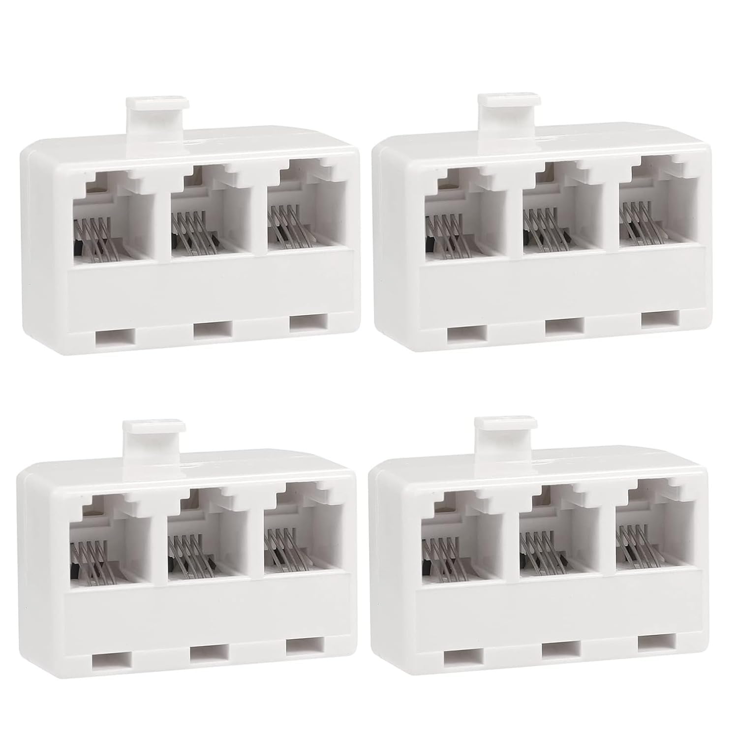 3 Way Telephone Splitter Wall Jack Adapter, White, 1 Male to 3 Converter Cable RJ11 6P4C Telephone Adapter