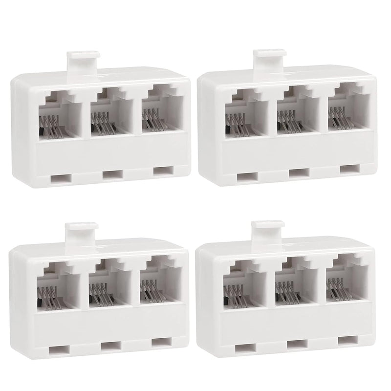 3 Way Telephone Splitter Wall Jack Adapter, White, 1 Male to 3 Converter Cable RJ11 6P4C Telephone Adapter
