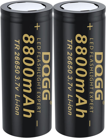 8800mAh 3.7V 26650 Rechargeable Li-ion Battery – Flat Top-2 Pack